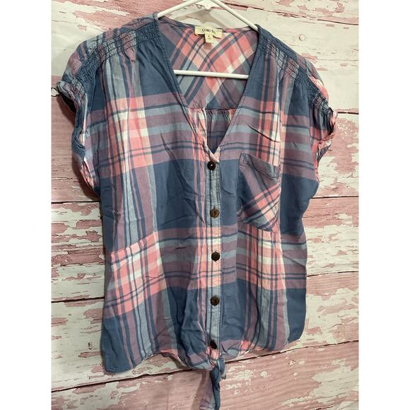 Como Blu Size Large Blouse Plaid - Picture 7 of 9